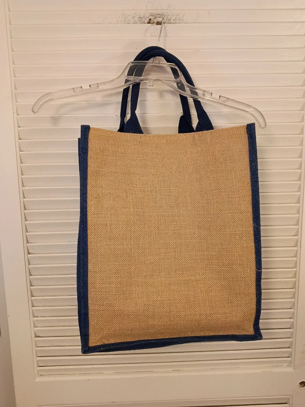 Striped Anchor Jute Tote Bag in Natural and Navy